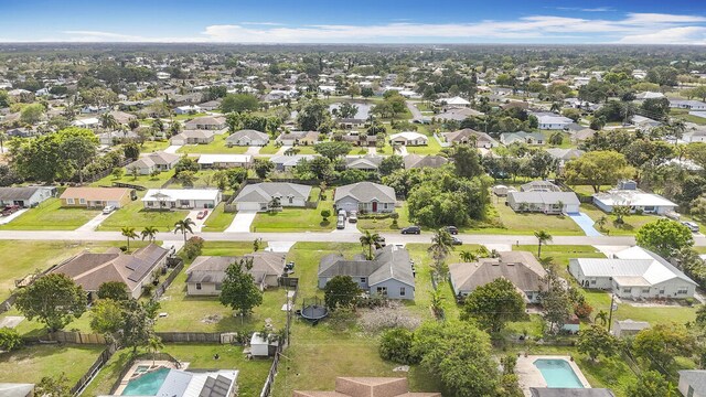 birds eye view of property with a residential view