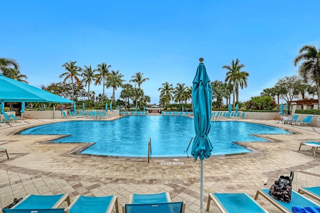 community pool with a patio