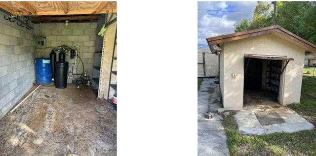 garage with a storage unit