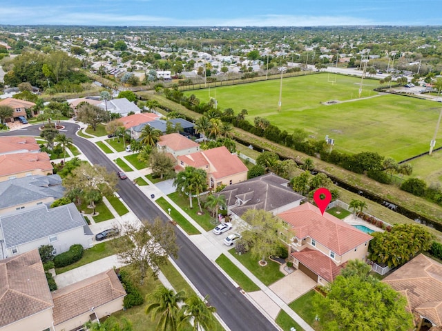 aerial view with a residential view