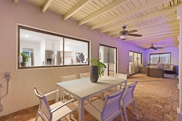 view of patio / terrace with outdoor dining area, outdoor lounge area, and ceiling fan