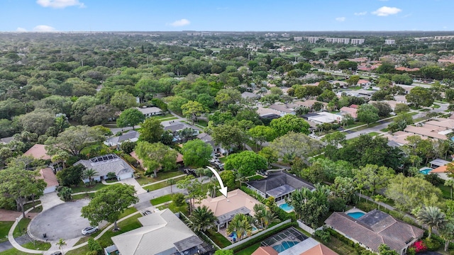 drone / aerial view with a residential view