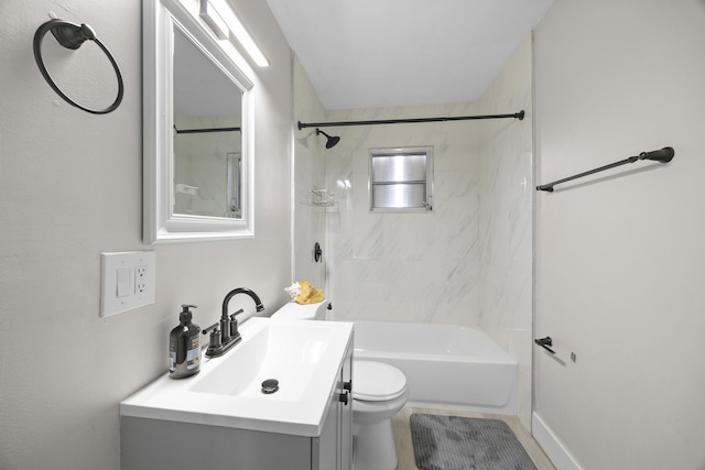 full bathroom with  shower combination, vanity, and toilet