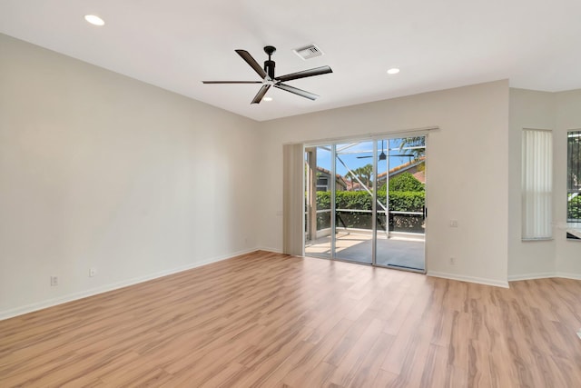 7314 Toscane Ct, Boynton Beach, FL 33437 - empty room featuring light wood-style flooring, baseboards, a ceiling fan, and recessed lighting