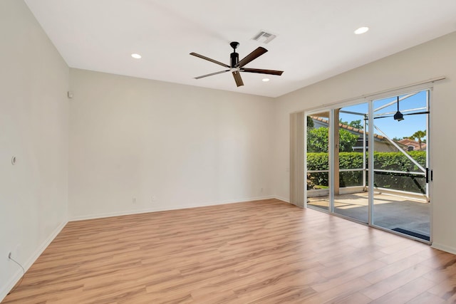 7314 Toscane Ct, Boynton Beach, FL 33437 - empty room with light wood-style floors, ceiling fan, recessed lighting, and baseboards