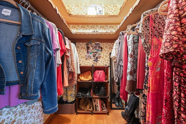 spacious closet with wood finished floors