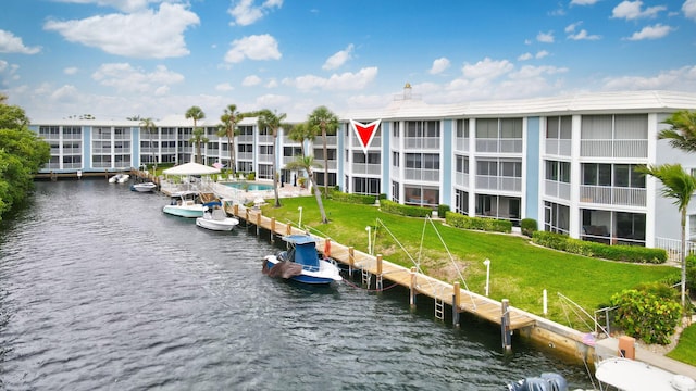 exterior space featuring a boat dock