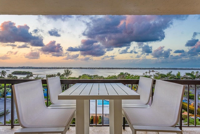 balcony with a water view