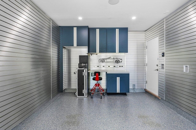 garage featuring recessed lighting