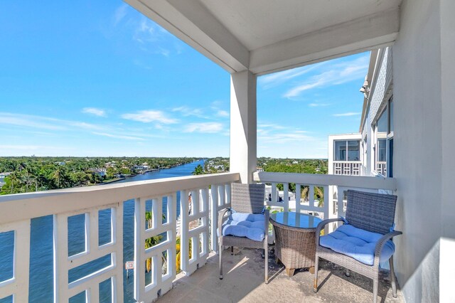 balcony with a water view