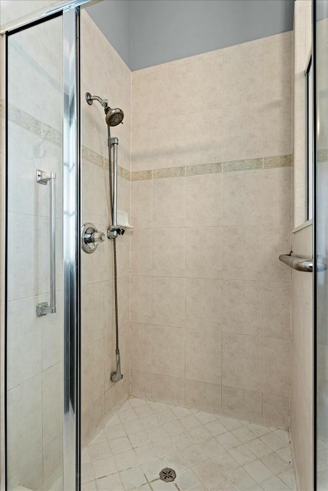 bathroom with a stall shower