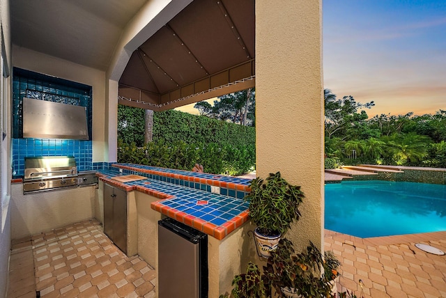 outdoor pool with grilling area and area for grilling