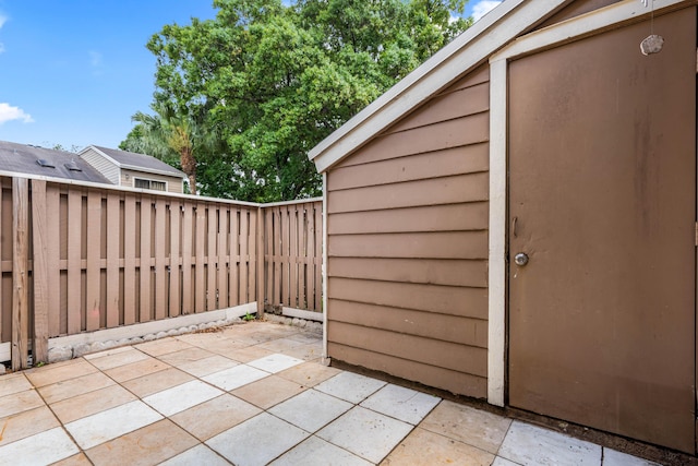 view of patio featuring a fenced backyard