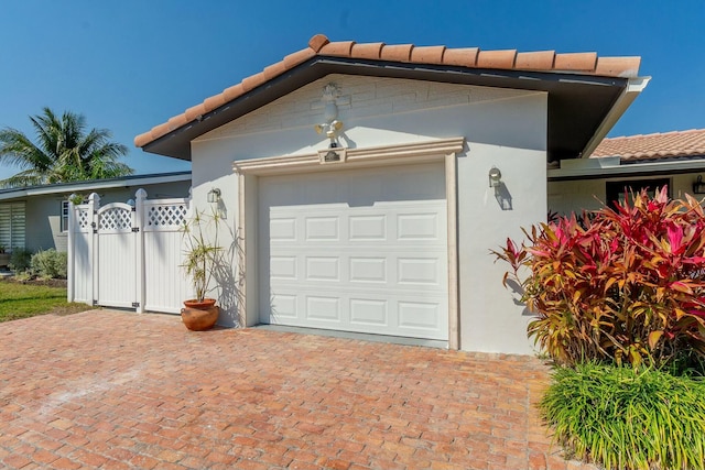 garage with a gate