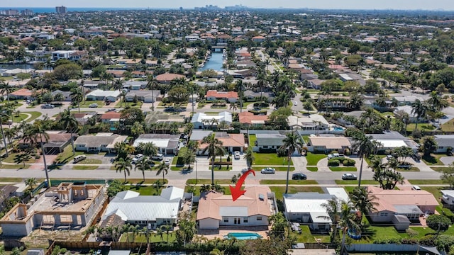 bird's eye view with a residential view