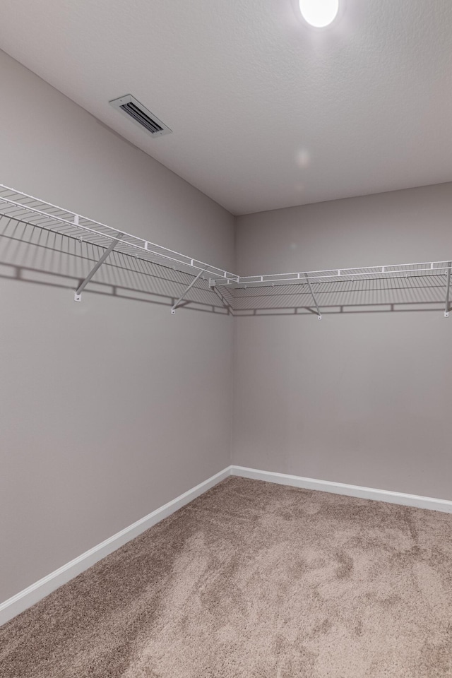 walk in closet featuring carpet and visible vents