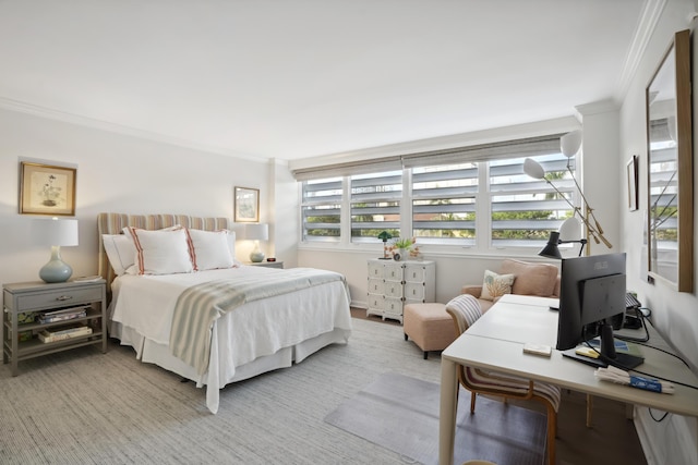 bedroom with crown molding