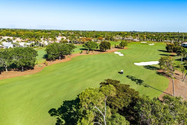 drone / aerial view featuring golf course view