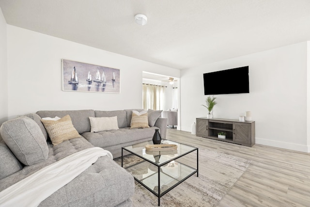 living room featuring baseboards and wood finished floors