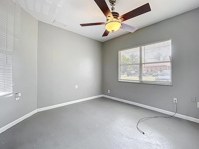 1201 Susan St, Leesburg, FL 34748 - unfurnished room with concrete floors, baseboards, a ceiling fan, and visible vents