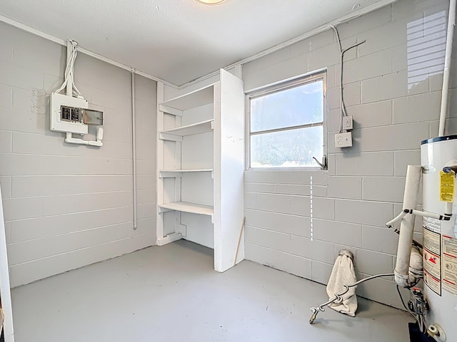 1201 Susan St, Leesburg, FL 34748 - interior space featuring gas water heater and concrete block wall