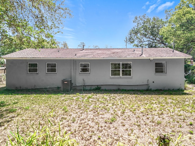 1201 Susan St, Leesburg, FL 34748 - rear view of house featuring a yard, fence, cooling unit, and a shingled roof