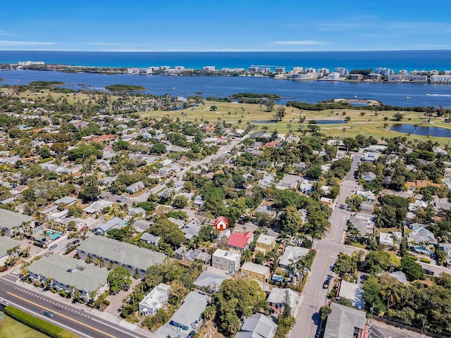 bird's eye view featuring a water view