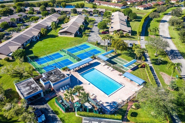 bird's eye view with a residential view