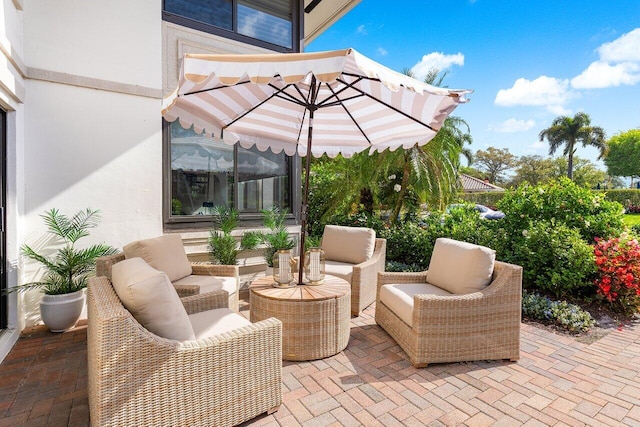 view of patio with an outdoor living space