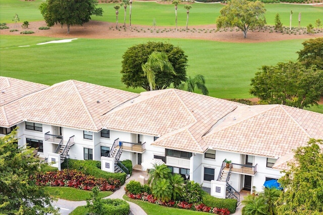 aerial view featuring golf course view