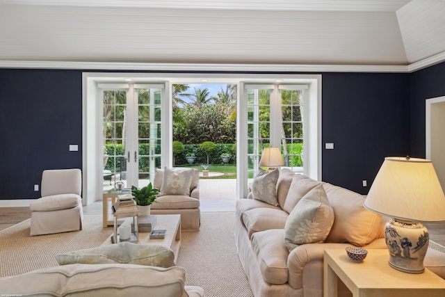 living area featuring french doors