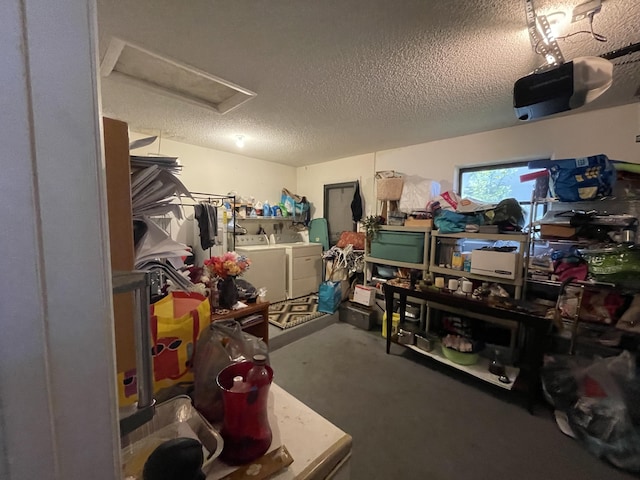 6302 Tall Cypress Cir, Greenacres, FL 33463 - storage area with washer and clothes dryer and attic access
