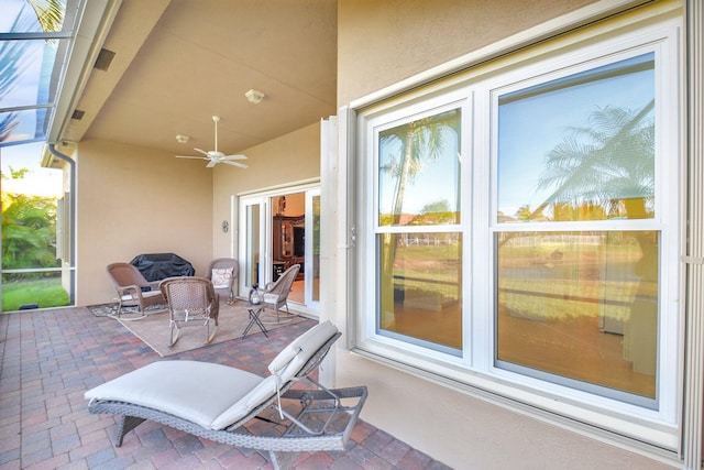 9429 Lantern Bay Cir, West Palm Beach, FL 33411 - view of patio featuring ceiling fan and glass enclosure