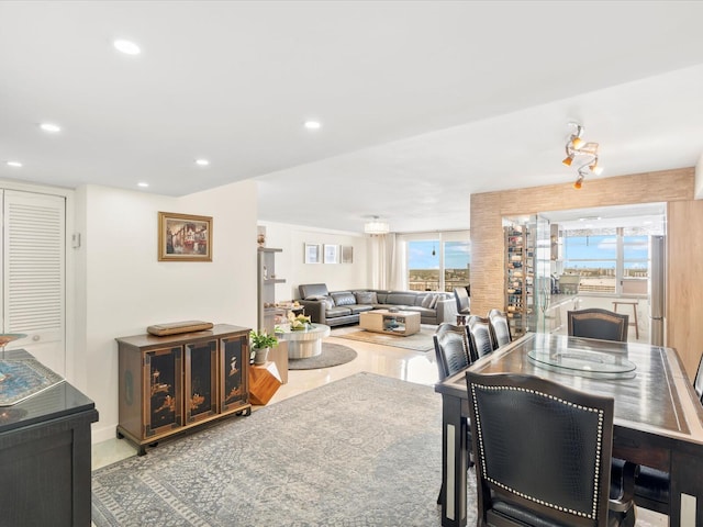 dining area featuring recessed lighting