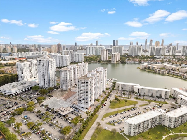 bird's eye view with a view of city and a water view