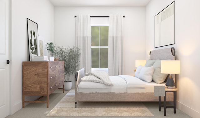 carpeted bedroom with baseboards and multiple windows