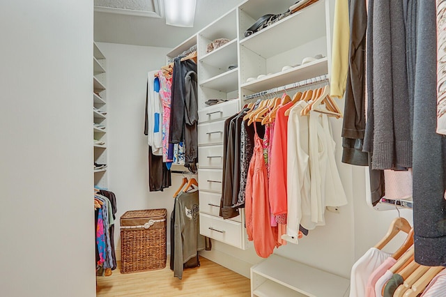 spacious closet with light wood-style floors