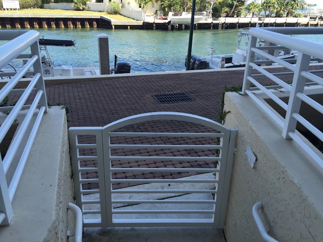 dock area featuring a water view