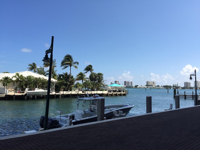 view of dock featuring a water view