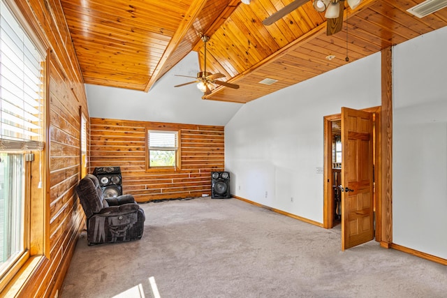 unfurnished room featuring a ceiling fan, visible vents, and carpet flooring