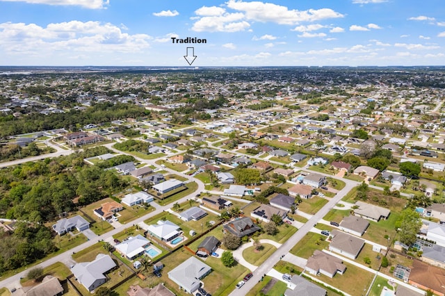 bird's eye view featuring a residential view