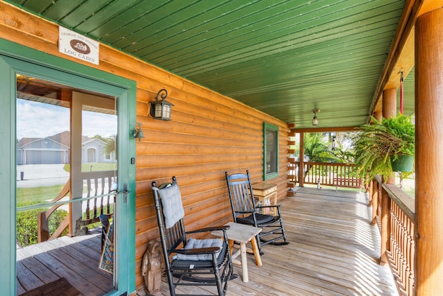 wooden deck with covered porch