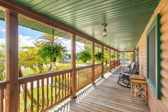 deck featuring a porch