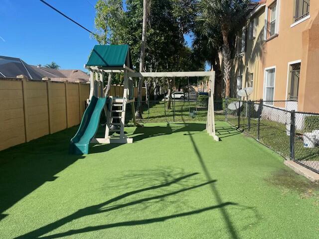 communal playground with fence