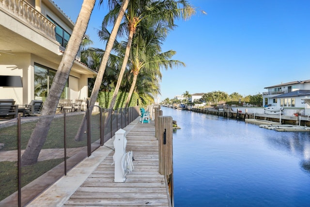 view of dock featuring a water view