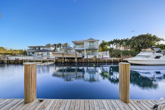 dock area featuring a water view