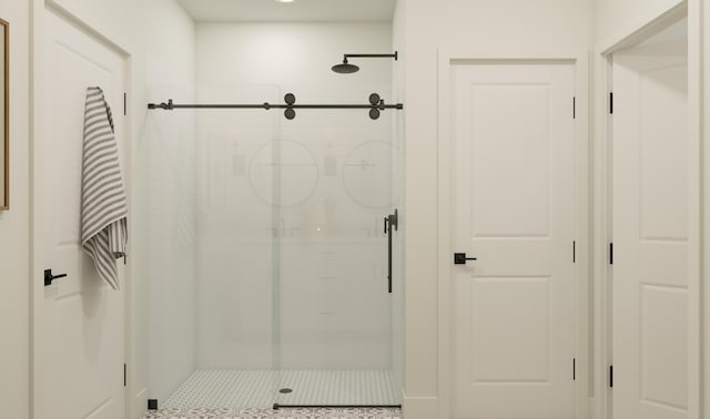 bathroom with a stall shower