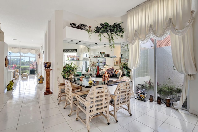 dining room with light tile patterned floors