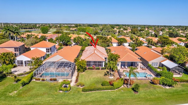 aerial view with a residential view