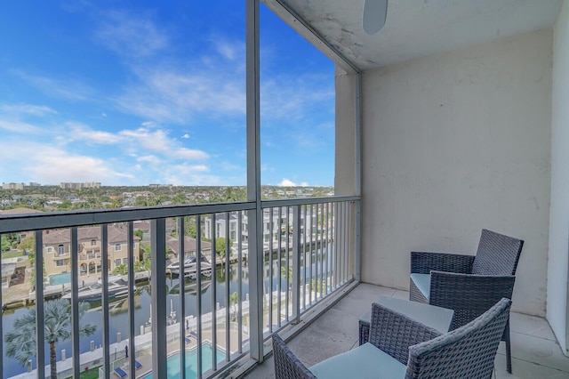 balcony with a water view